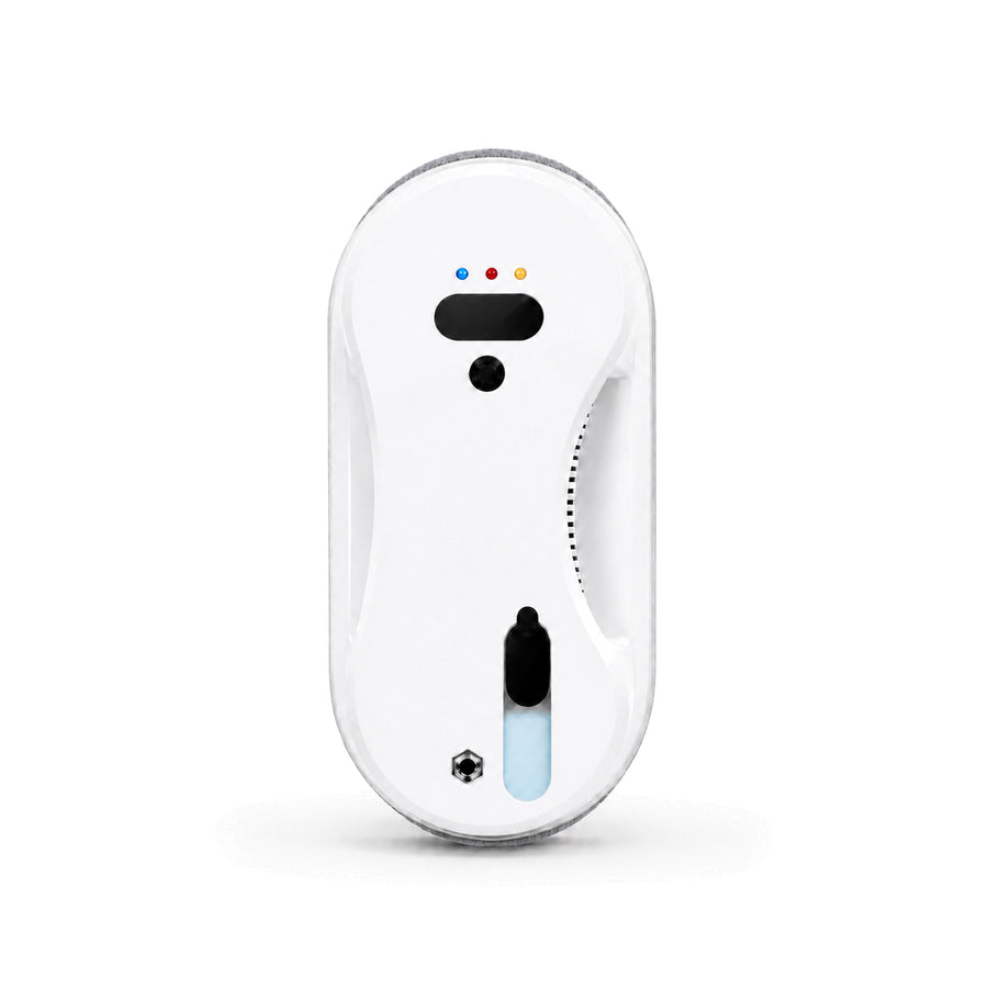 Robot lave-vitres Lucéa Nocève vu de face, voyants et bouton de commande