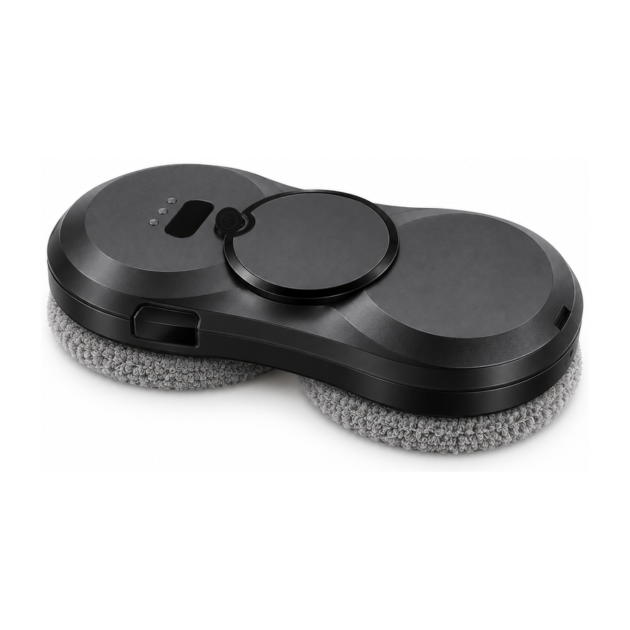 Selia, robot lave-vitres noir a double disque, vue de trois quarts