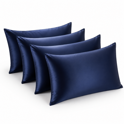 Nocève — Pack 4 taies d'oreiller en soie 22 momme — coloris Bleu nuit