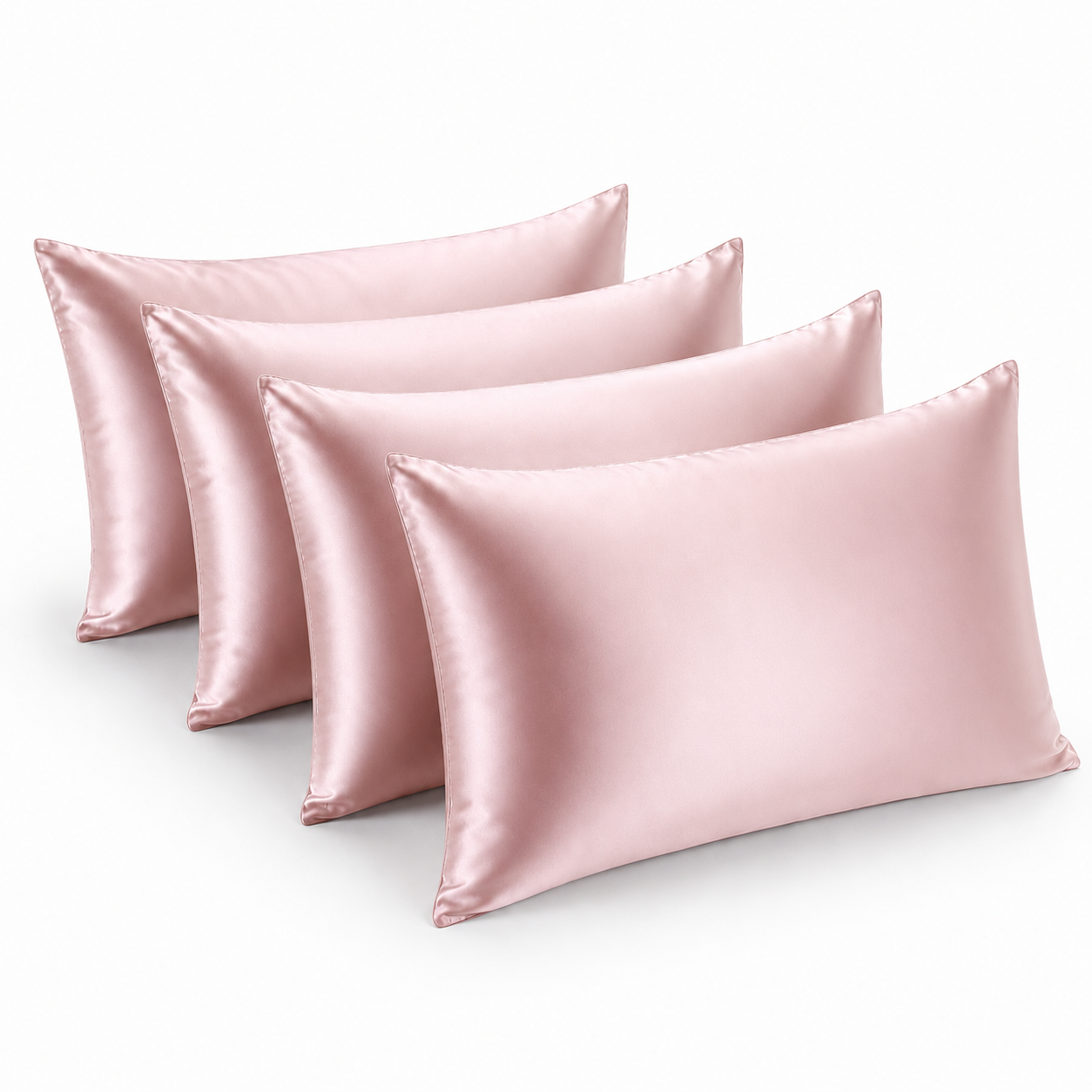 Nocève — Pack 4 taies d'oreiller en soie 22 momme — coloris Rose poudré