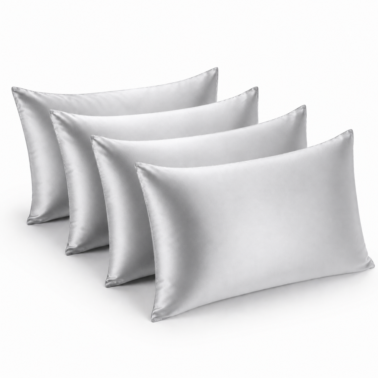 Nocève — Pack 4 taies d'oreiller en soie 22 momme — coloris Gris perle