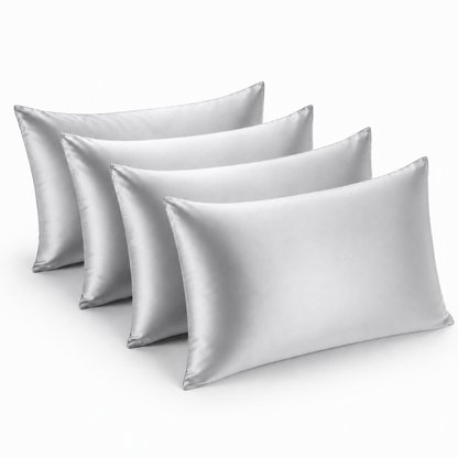 Nocève — Pack 4 taies d'oreiller en soie 22 momme — coloris Gris perle