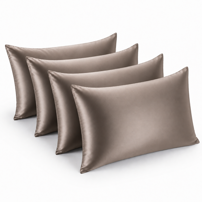 Nocève — Pack 4 taies d'oreiller en soie 22 momme — coloris Taupe