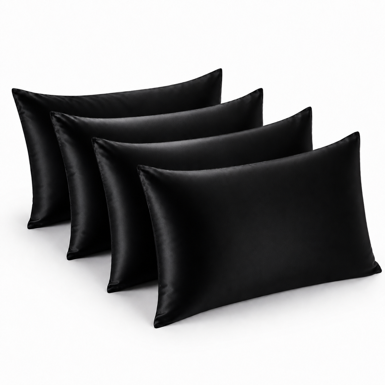 Nocève — Pack 4 taies d'oreiller en soie 22 momme — coloris Noir