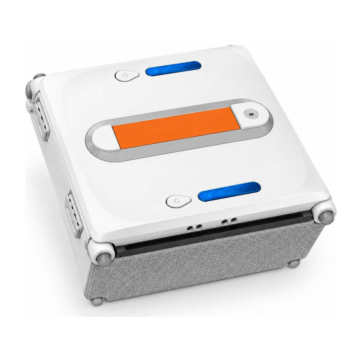 Robot lave-vitres Althéa carré blanc et orange, vu de trois quarts