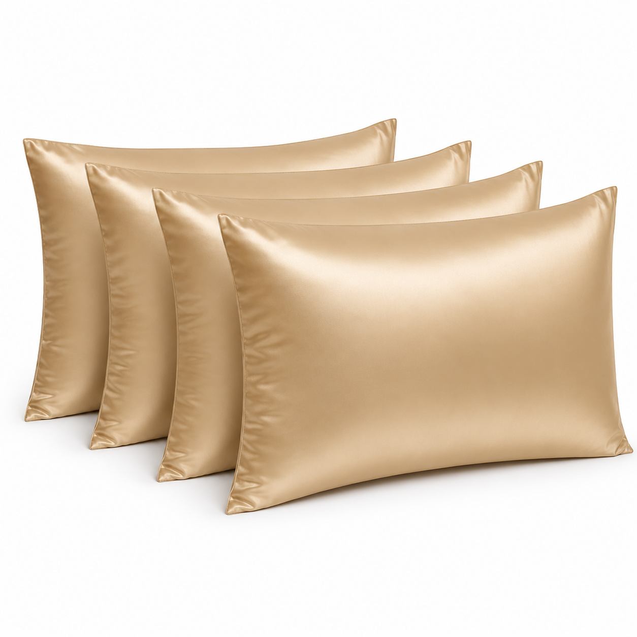 Nocève — Pack 4 taies d'oreiller en soie 22 momme — coloris Champagne