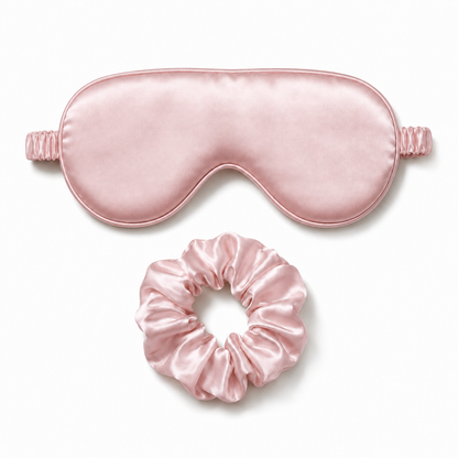 Nocève — Duo Sommeil (masque + chouchou en soie 22 momme) — coloris Rose poudré