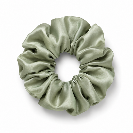 Chouchou en soie 22 momme - coloris Vert sauge