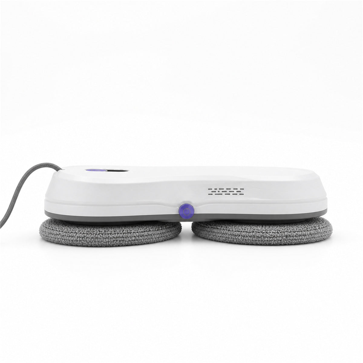 Robot lave-vitres Veléa Nocève vu de profil, deux disques microfibres
